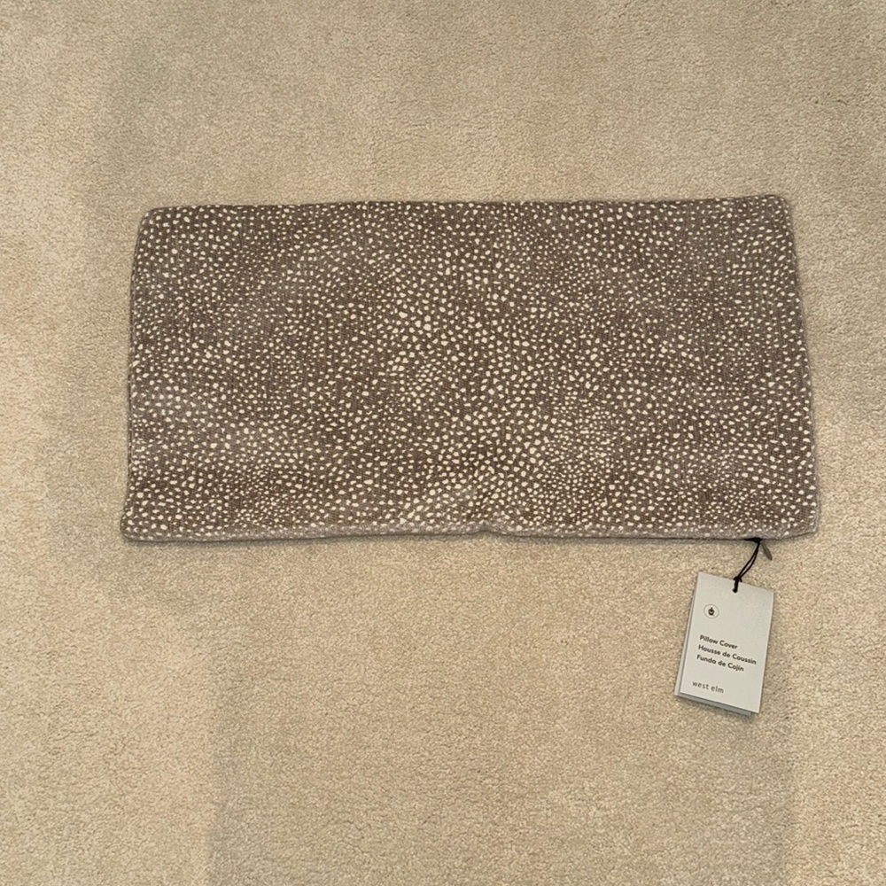 NWT West Elm Jacquard Chenille 12x21 Dark Tan Pillow Cover